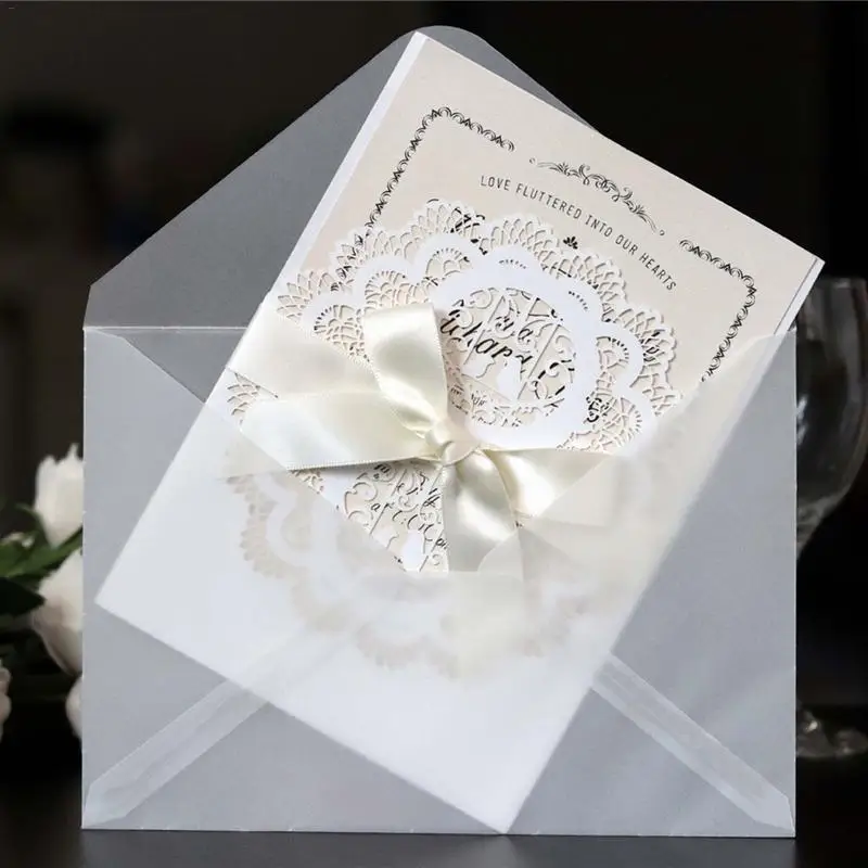  10Pcs Laser Cut Love Bird Wedding Invitations Card Elegant Lace Envelopes Event Party Supplies Wedd - 32963838868