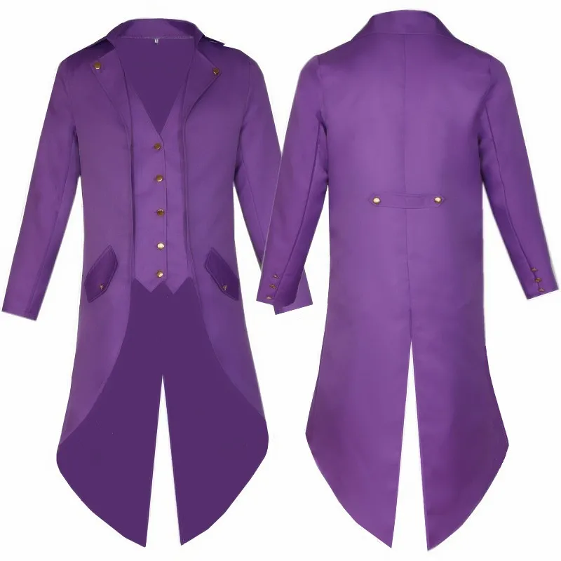 Jacket Purple Coat With Tails Adult Man Punk Retro Prince Cosplay