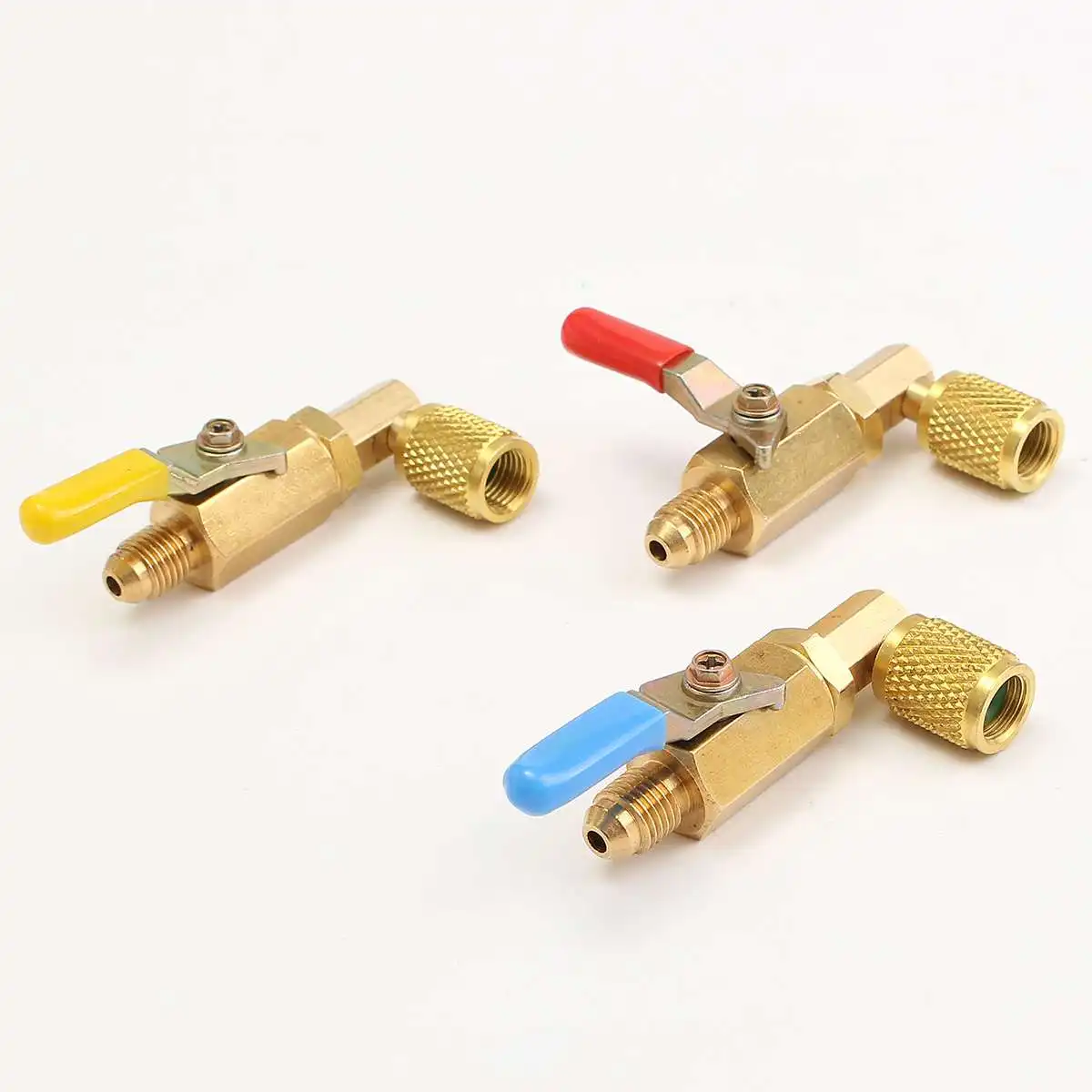 A/C 90 Degree Ball Valves Metal Handle Auto Air-conditioning Valve Parts 3 Color Ball Valve for AC Refrigerant R410A R134A