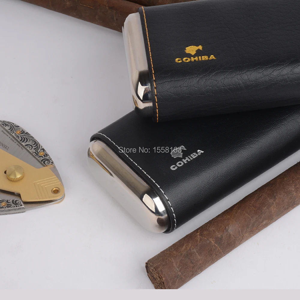 Кожаный чехол COHIBA с 3 пальцами и сигарным покрытием изображением кедра золотого