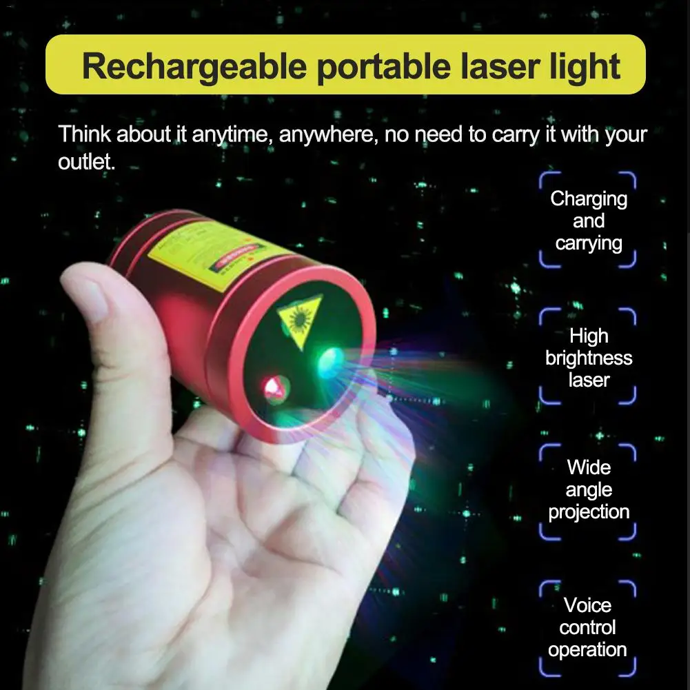 RGB البسيطة المرحلة ضوء صوت المنشط USB ديسكو أضواء قابلة للشحن ليزر قابل للنقل ضوء المنزل بار KTV حزب الأشعة تحت الحمراء فلاش ضوء