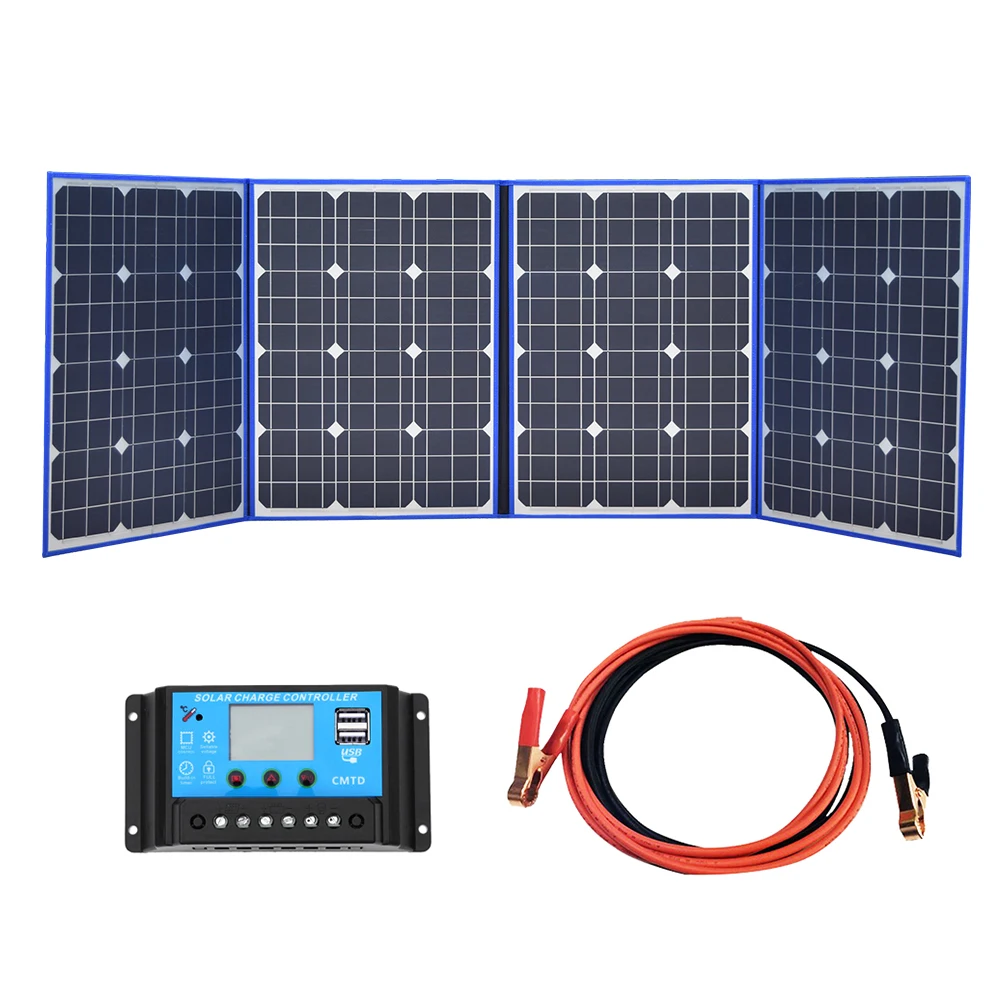 XINPUGUANG black solar panels 220W (55W x 4 Piece) 18V only China folding + 12/24V Solar controller charge battery motorhome XINPUGUANG black solar panels 220W (55W x 4 Piece) 18V only China folding + 12/24V Solar controller charge battery motorhome