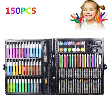 

150pcs Kids Drawing Painting Sketching Tools Set Water Color Pen Crayon Oil Pastel Paint Brush Drawing Pens Art Sets Gifts