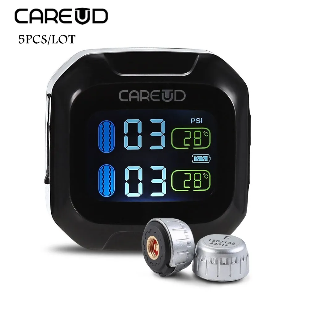 

5PCS/Lot Careud M3 WI Motorcycle Motorbike TPMS LCD Screen Display Tire Pressure Monitoring Support Temperature Show Drop Shop