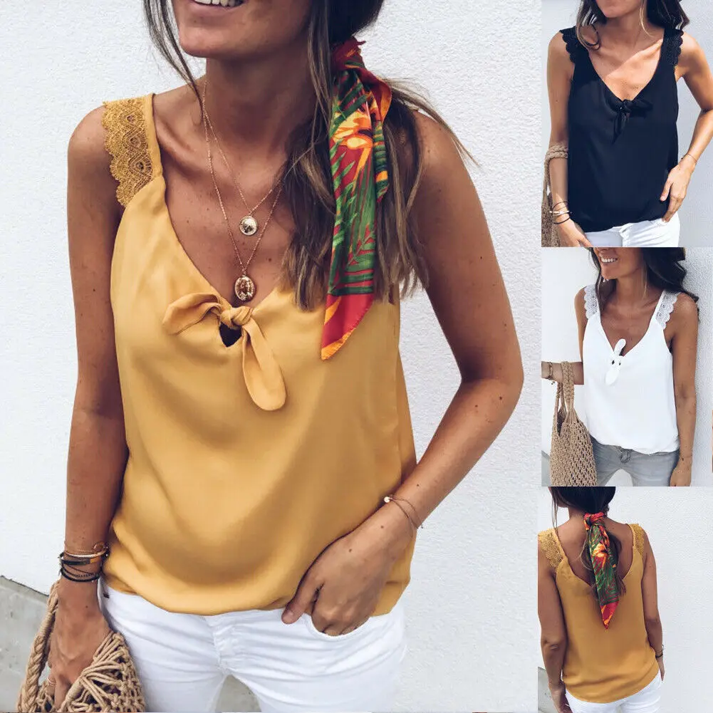 

New Women Ladies Fashion Casual Summer Tank Top Sleeveless Solid V Neck Tank Top Soft Tank Top Party Clubwear