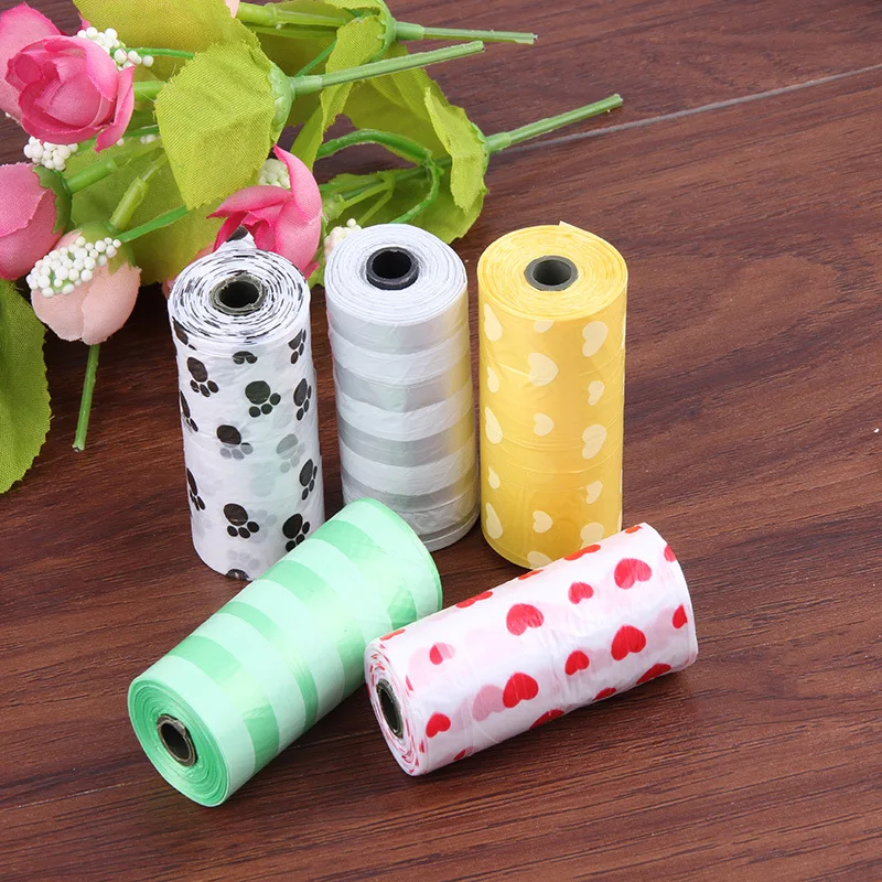 

1/5/10 Roll Pet Dog Waste Poop Bag Poo Printing Clean-up Degradable Bags