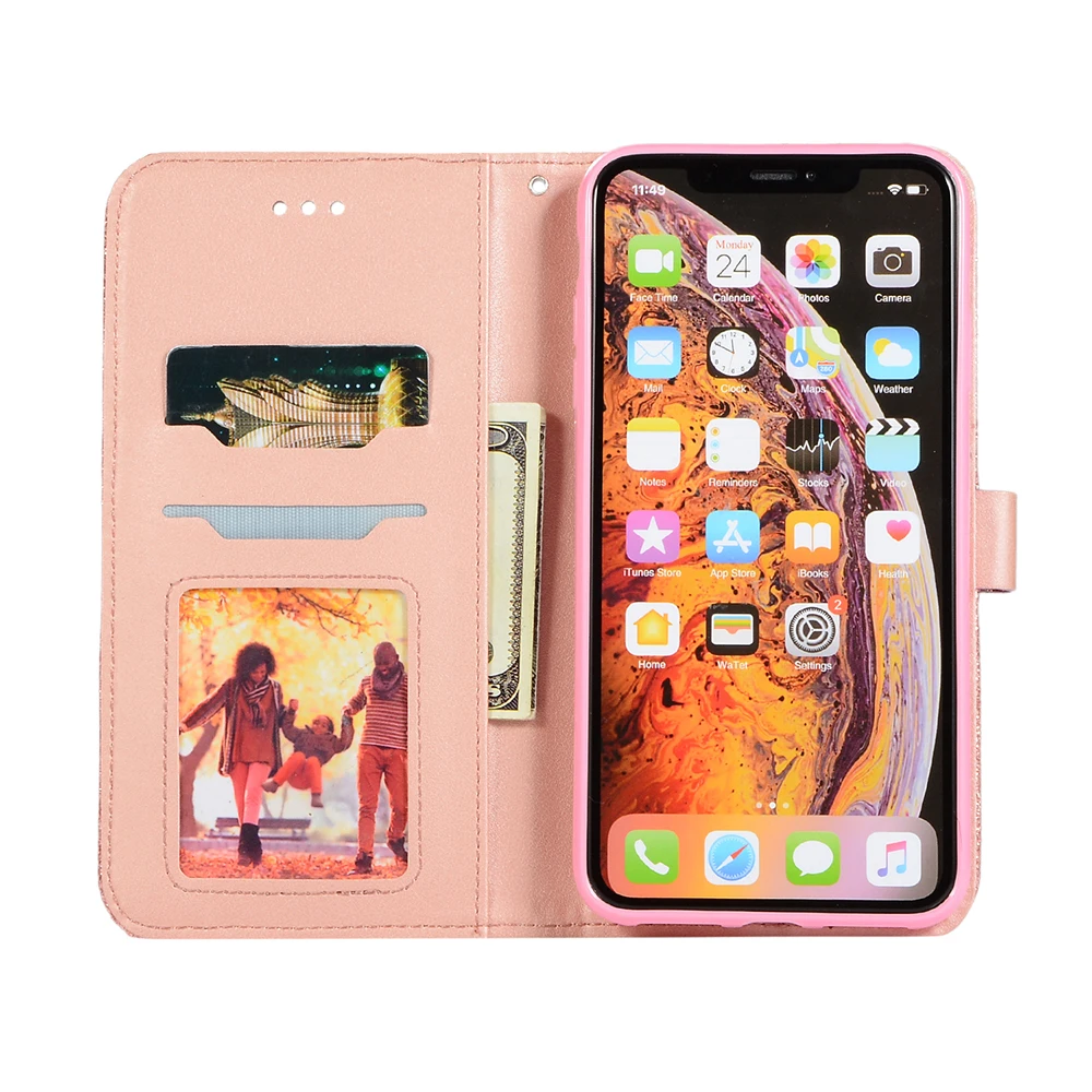 KISSCASE блестящий чехол из искусственной кожи для iPhone X XS XR Max Heart с пряжкой 5 5S SE