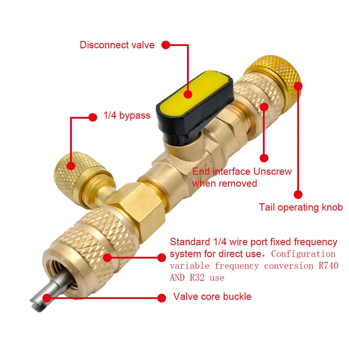  HVAC AC Schrader Brass Valve Core Remover Dual Size 1/4