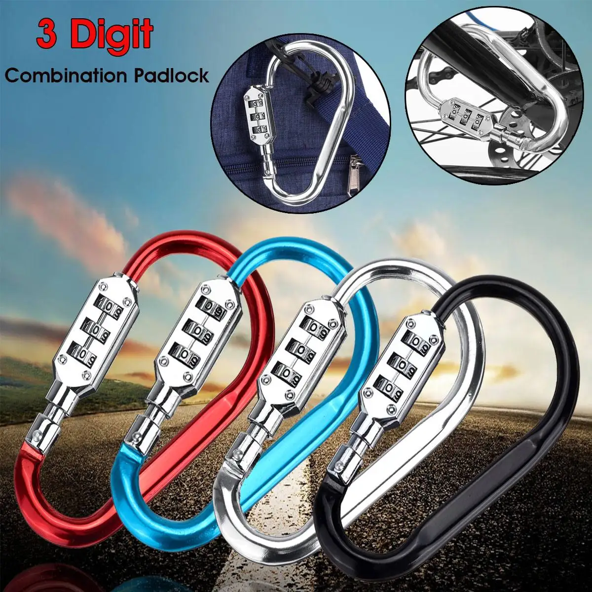 Motorcycle Bike Helmet Lock Anti-theft Security Cable Lock Hanging Combination