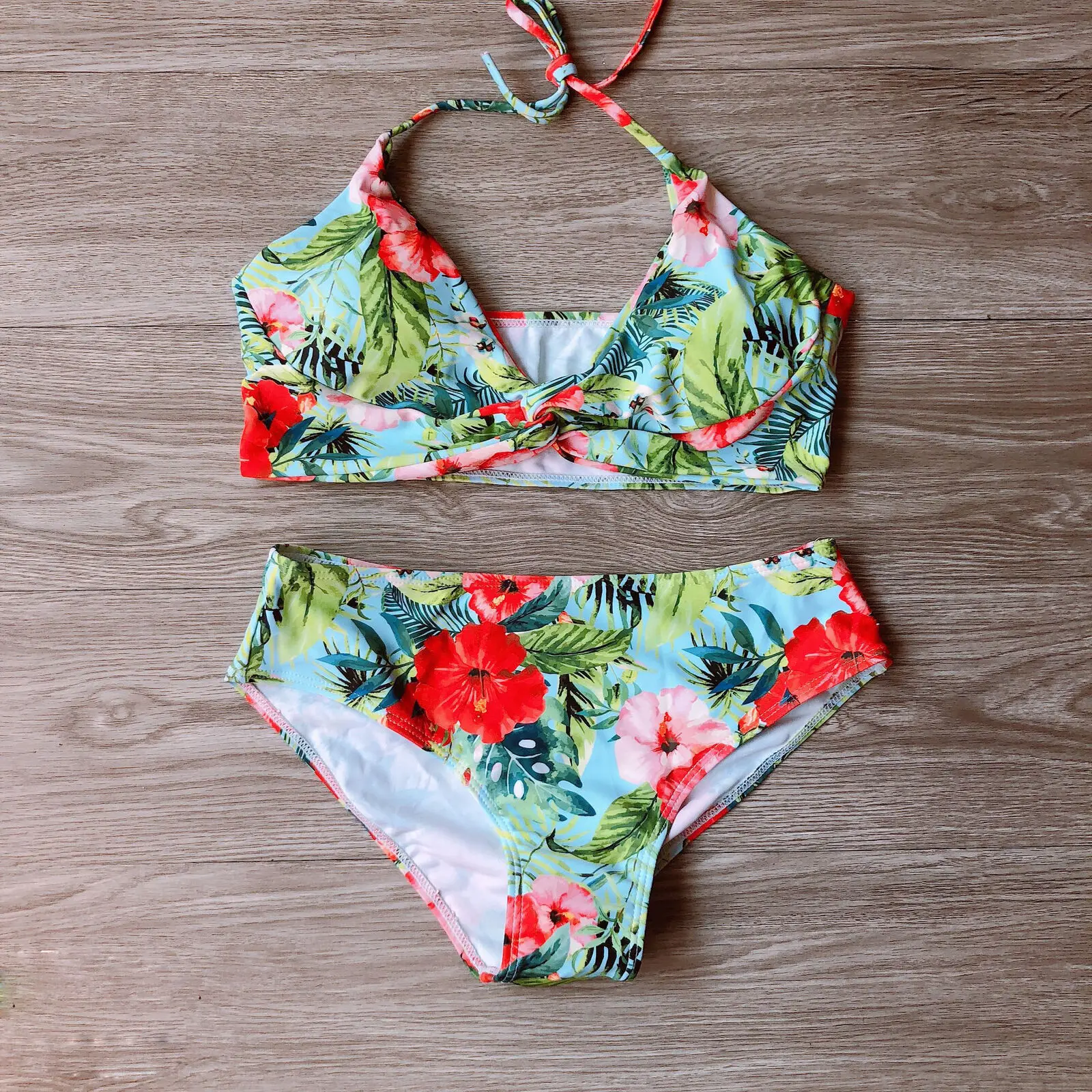 

Women Floral High Waist Swimwear Bikini Set Padded Bra Bathing Suit Swimsuit