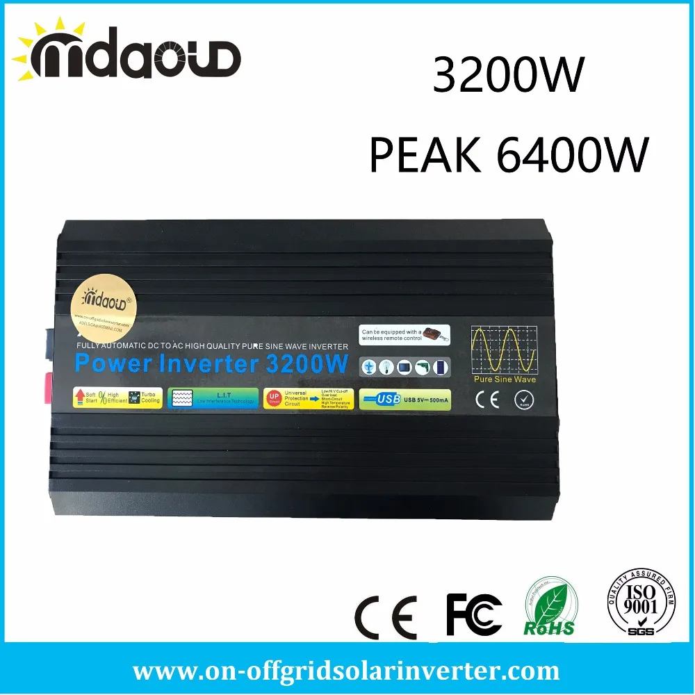 

3200W/6400w peaking Off Grid Solar Inverter converter DC TO AC Pure Sine Wave With Wireless Remote Controller