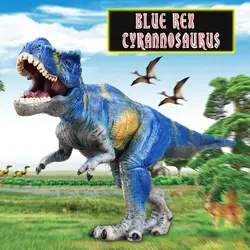 Динозавр модель игрушки синий Рекс тираннозавр Юрский динозавр реалистичная модель Раптора игрушка с подвижной челюстью