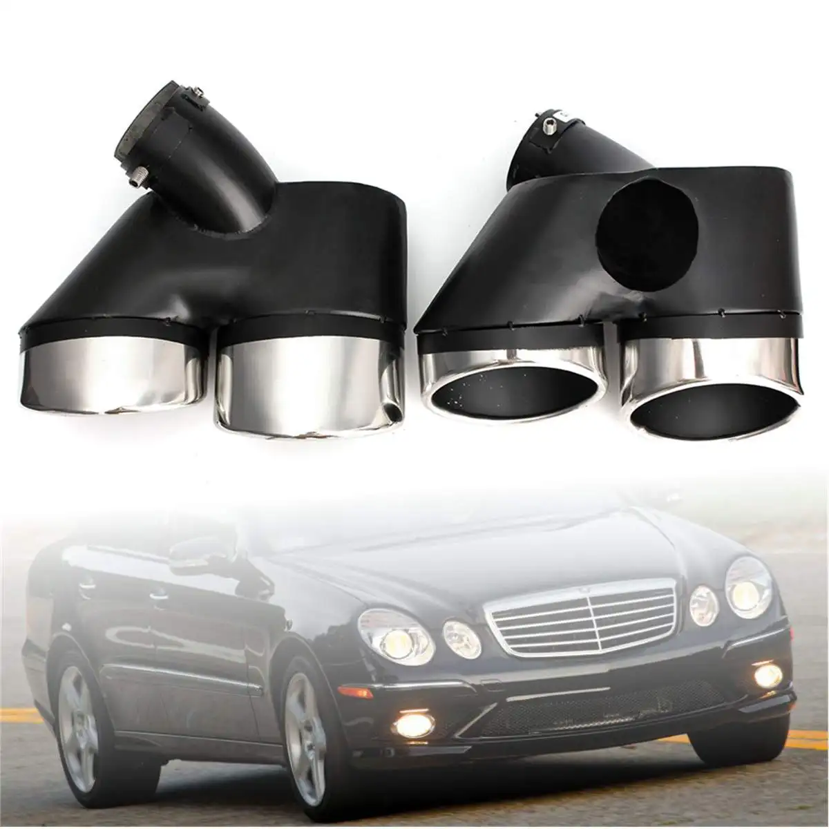 For Mercedes-Benz W211 E-Class E240 E280 E320 E350 E430 For AMG Pair Car Exhaust Tip Stainless Steel Muffler Pipe EU-W21128020