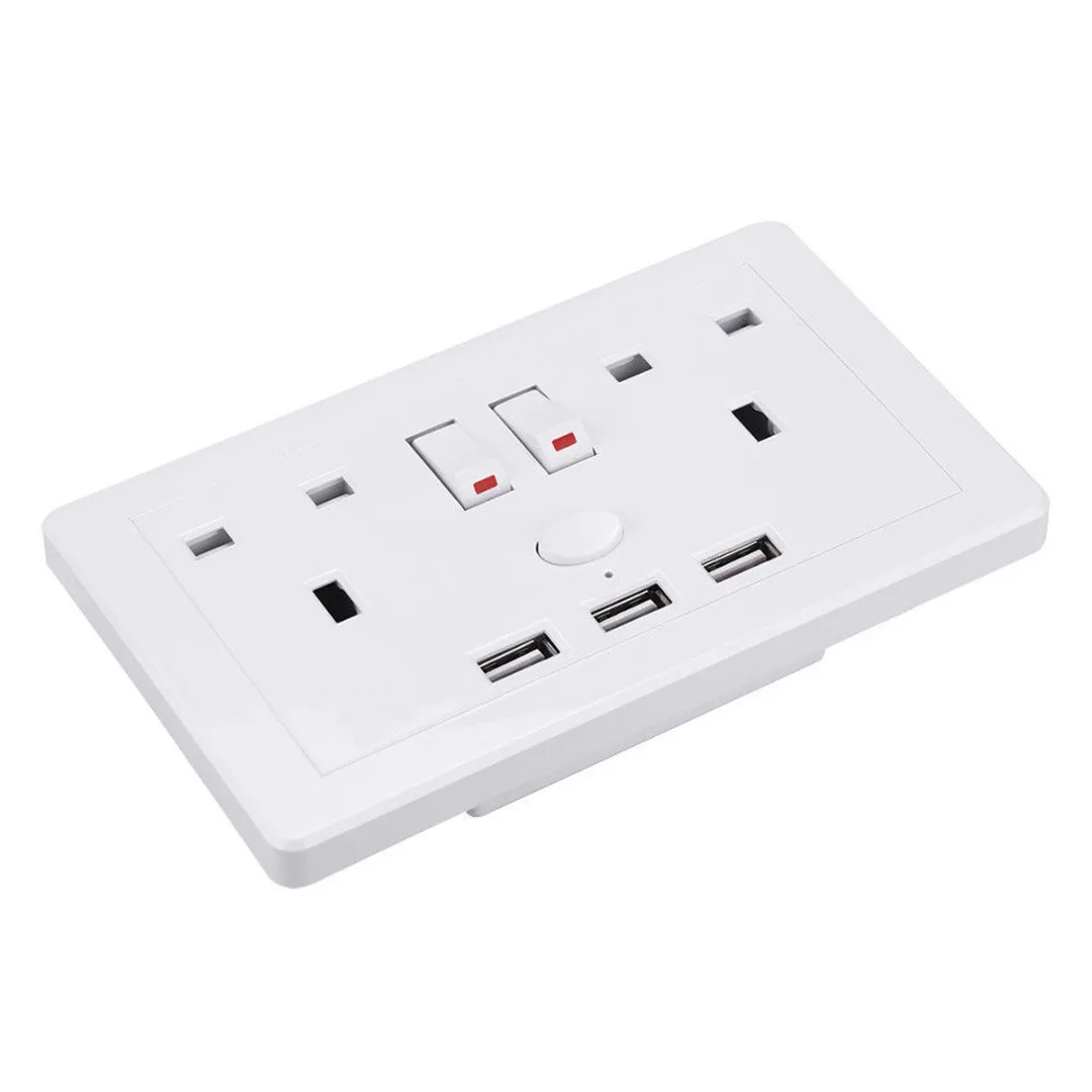 

AC 110~250V UK Plug Electric Wall Power Outlet Socket with 3 USB Charger Port Household Electrical Sockets