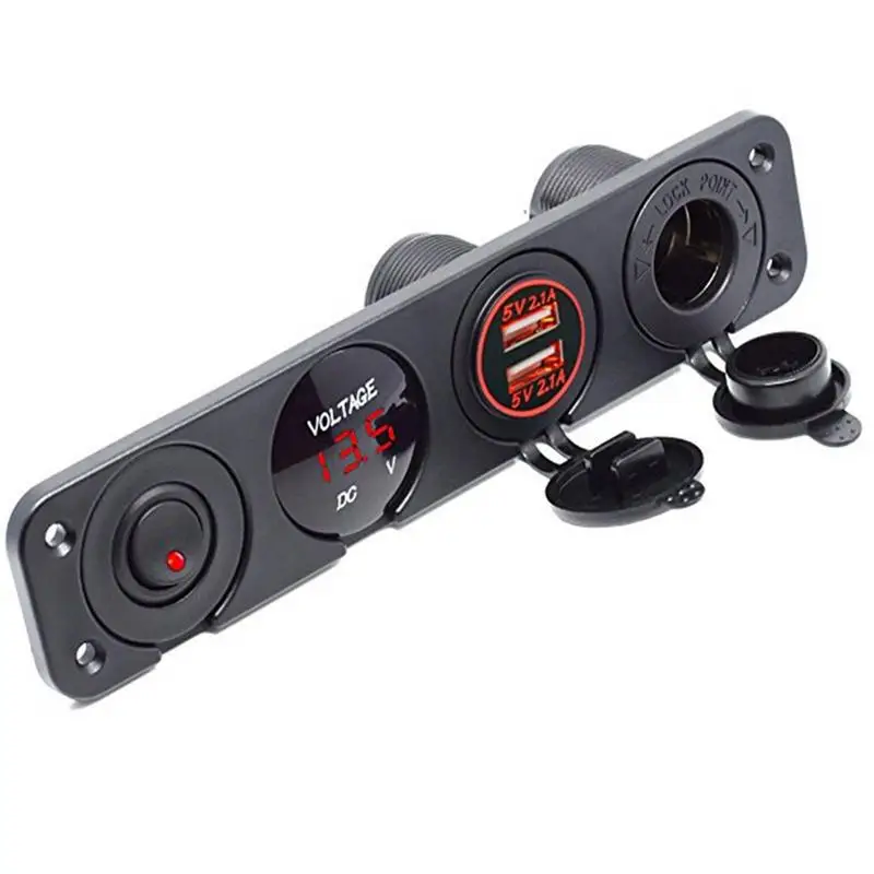 

Car RV Modified Cigarette Lighter Seat Voltage Display Table Control Switch Dual USB Charging For Cigarette Lighter