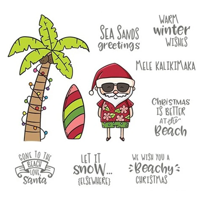 

Santa Beach Tour Transparent Clear Silicone Stamp/Seal for DIY scrapbooking/photo album Decorative clear stamps for scrapbooking