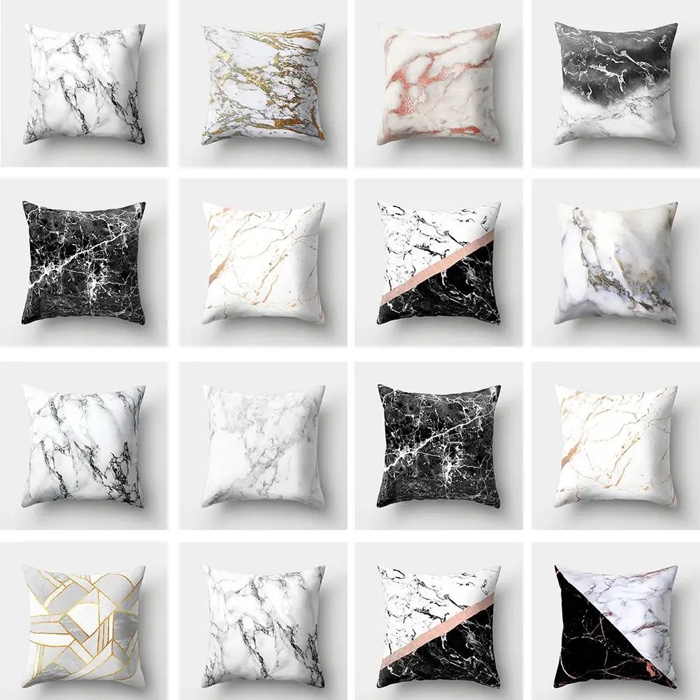 

Nordic Simple Polyester Peach Skin Fabric Marble Texture Throw Pillow Case Cover Home Office Decorative Pillowcase