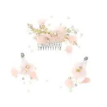 3 шт модная расческа для волос Набор шпилек ткань кристалл жемчуг ювелирные изделия Свадебные аксессуары для волос для женщин невесты(розовый