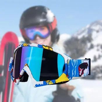 

Ski Snowboard Goggles With UV Protection Skiing Snowboarding Goggles With Anti Fog Lens For Men Women Helmet Compatible