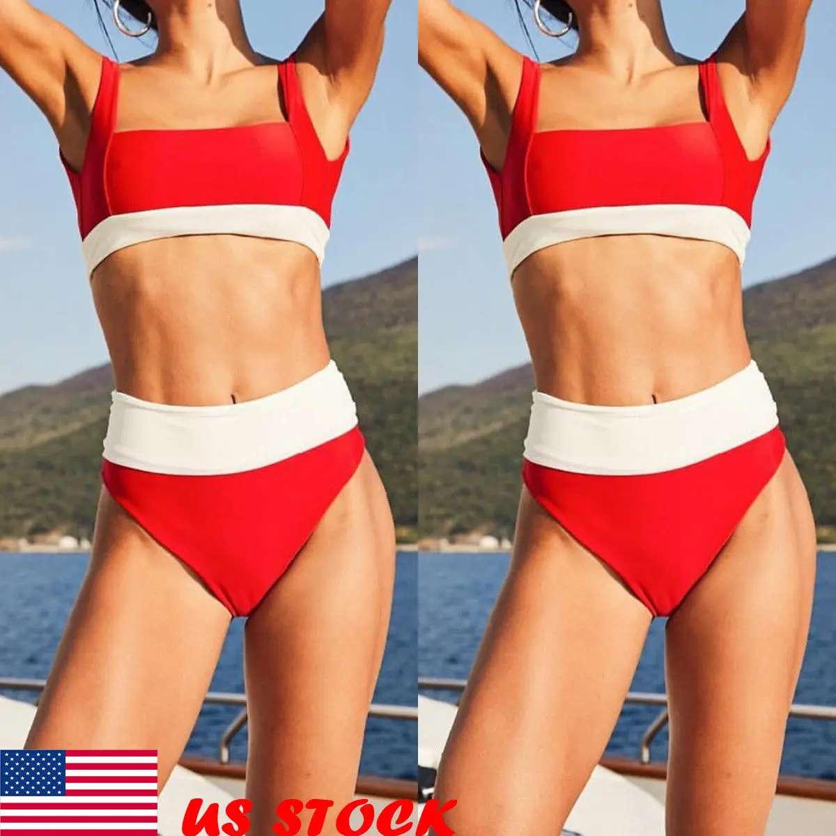 

2019 New Summer Women White Striped Bikini Set Push-up Padded Bra Swimsuit Swimwear Triangle Bather Suit Swimming Suit biquini