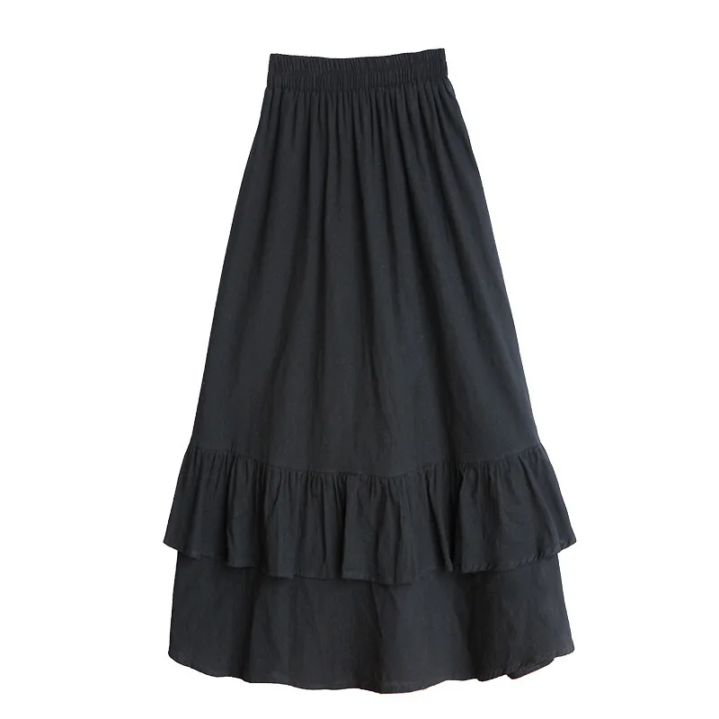 Spring Summer Elastic Waist Skirts Womens 2019 Korean Elegant High Waist A-line Skirt Female School Black Long Skirts Vestidos Spring Summer Elastic Waist Skirts Womens 2019 Korean Elegant High Waist A-line Skirt Female School Black Long Skirts Vestidos