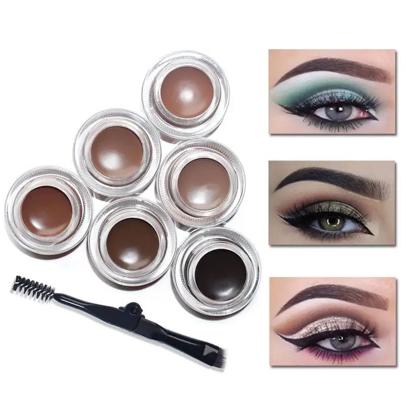 

6 Colors Professional Eyebrow Cream Waterproof Long-lasting Non-smudging Eyebrow Cream with Brush Easy to Wear for Female