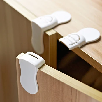 

10pcs Plastic Self-Adhesive Baby Safety Protection Locks Cabinet Drawer Door Lock Buckle Prevent Clip Finger Baby Kids Security