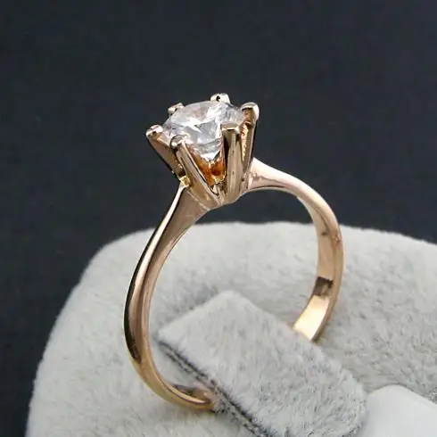 DAN'S ELEMENT настоящий медный золотой цвет модные классические шесть коготь кристаллы циркония Обручальные кольца для женщин Прямая поставка Fi-RG90786