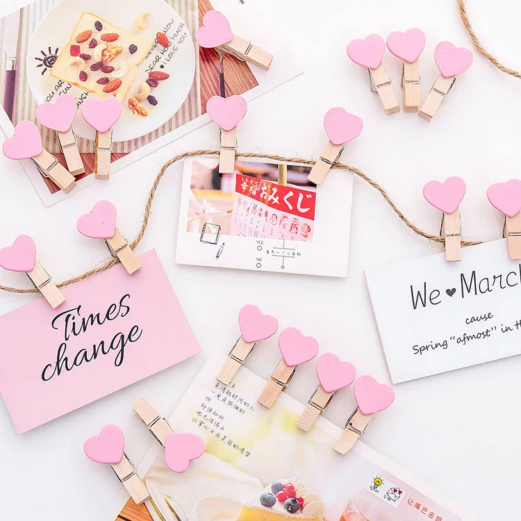 

Pink Colour Girl Atria Between Metope Arrangement Decoration Clip Ins Photo Heart-shaped Wall Pink Colour Love Small Wood Clip