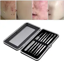 Профессиональный хирургический инструмент для удаления угрей и пятен, набор для удаления прыщей, кожаный чехол с зеркалом