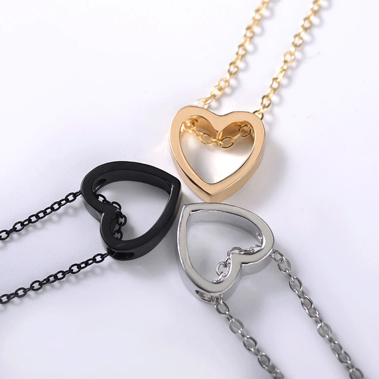 

New Trendy Love 316L Stainless Steel Choker Necklace Hollow Love Heart Pendant Necklaces Accessories Grande Collier Ras Du Cou