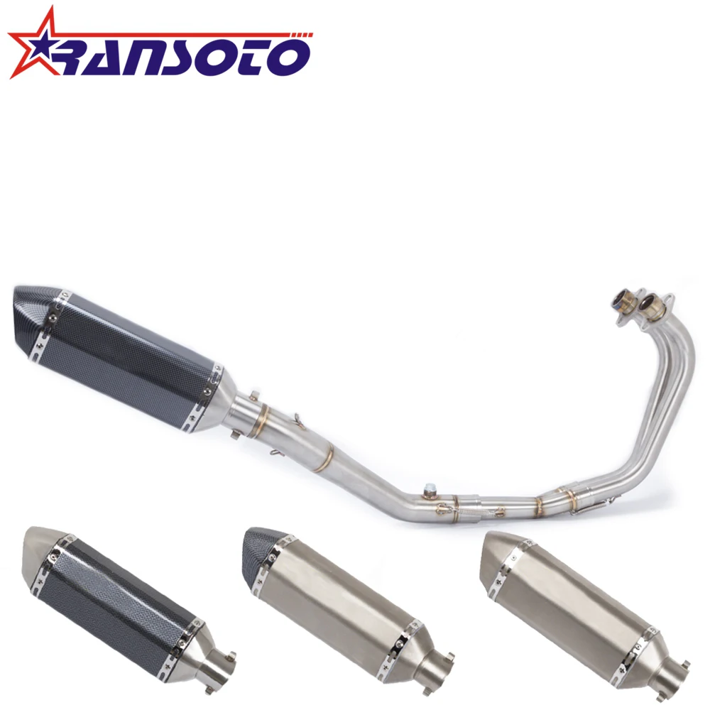 

RANSOTO Motorcycle Exhaust Full System Exhaust middle pipe link pipe FOR Yamaha R25 R3 2015 2016 2017 2018 with Exhaust