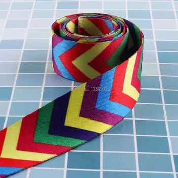 

5Yards 38mm 1.5"width polyester/cotton Rainbow Color Webbing for bags luggages garments belt tape