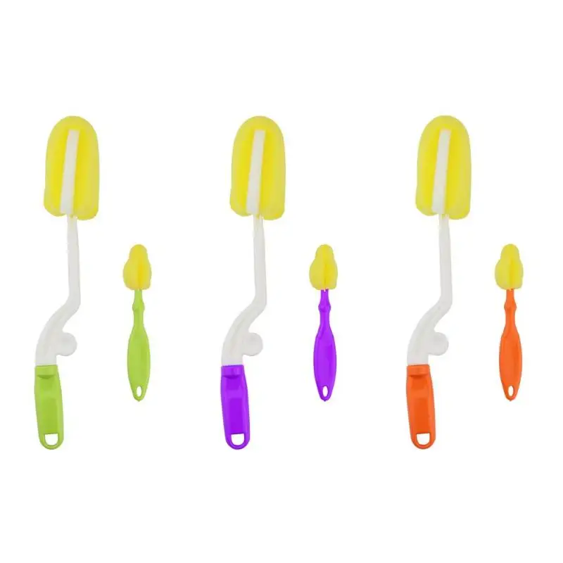 

2pcs/Set 360 Degree Rotating Sponge Baby Feeding Milk Bottle Brush Cleaner