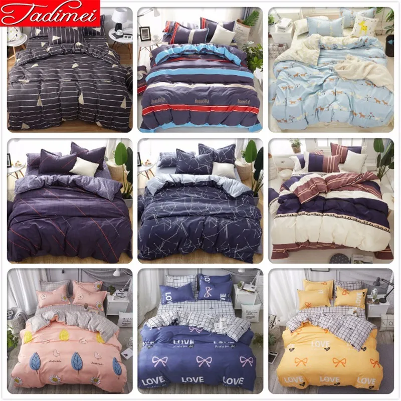 Adult Kids Soft Cotton Duvet Cover 3/4 Pcs Bedding Set Sheet Bedspreads Bed Linen Single Full Queen King Size Bedlinen 200x230cm | Дом и сад