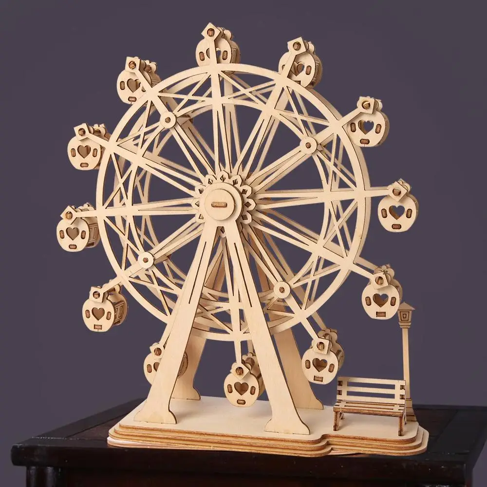 Robotime Diy 3D Laser Cutting Wooden Ferris Wheel Puzzle Game Gift For Children Kids Model Building Kits Popular Toy Tg401
