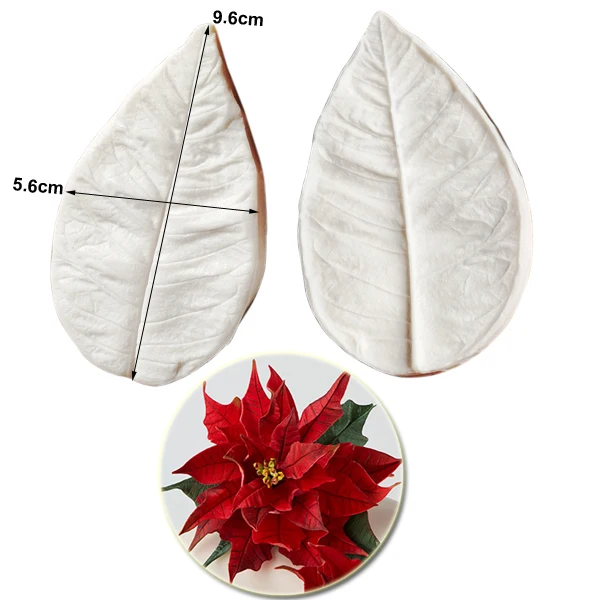 Poinsettia Цветы Лепестки Veiner и резак 3d силиконовые формы для торта украшения