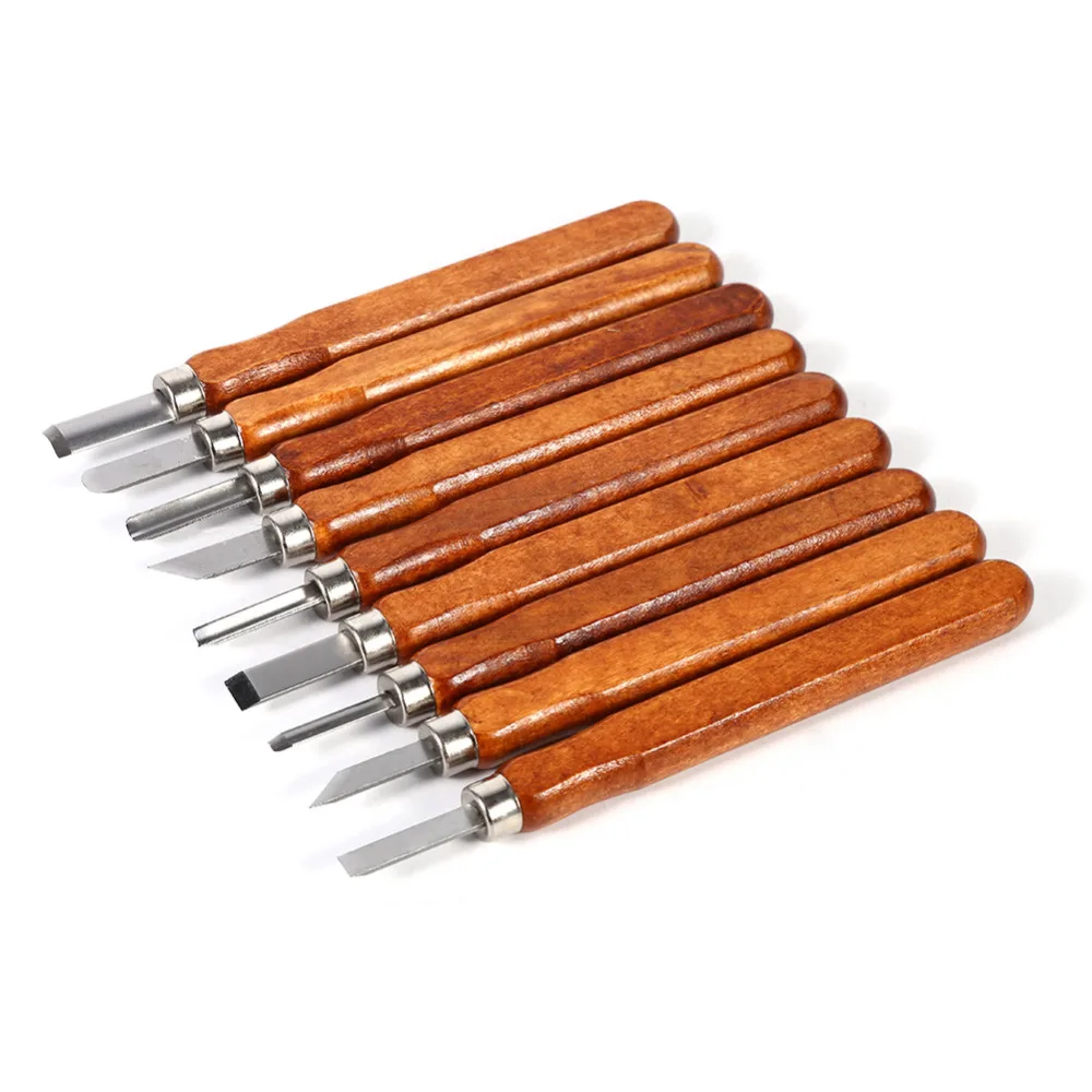 Высокое качество 9 шт./компл. деревянный набор инструментов для резьбы стамеска сталь с ручкой для рукоделия комплект