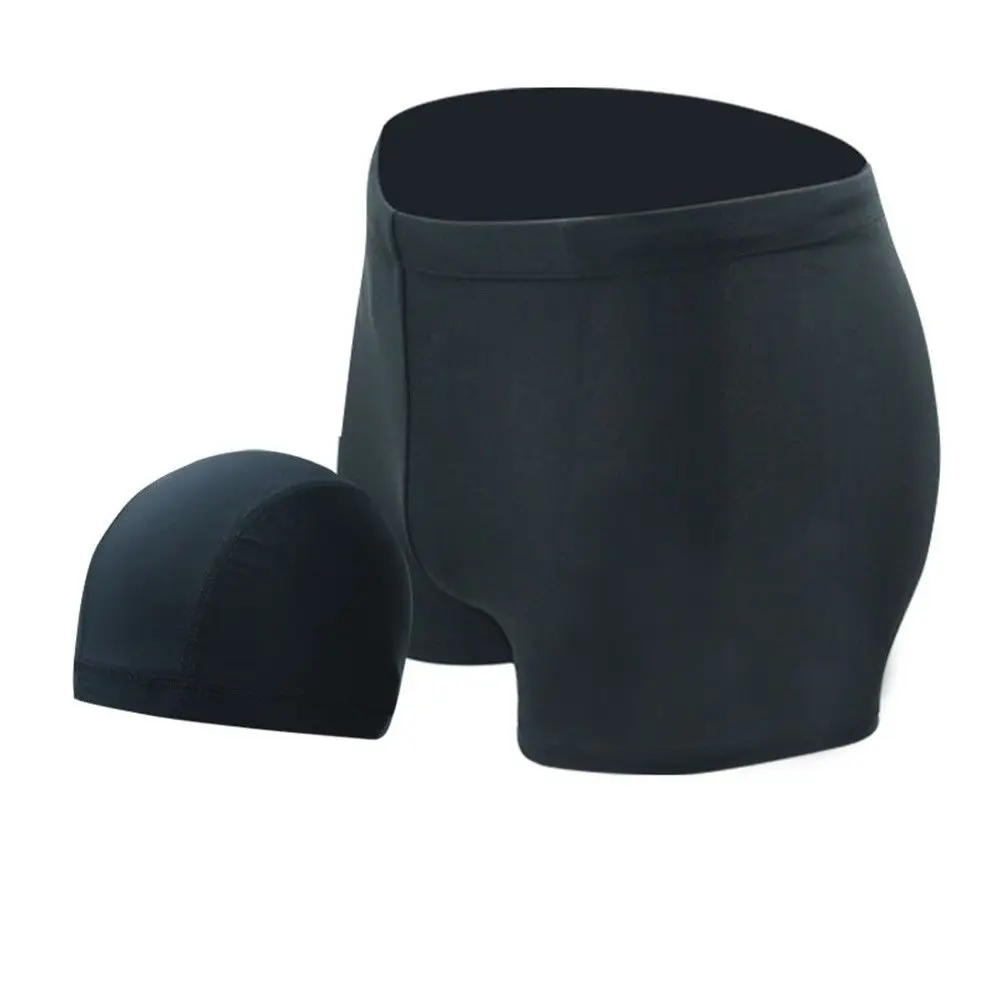 

New Arrivals Fashion Mens Boxers Brief Swimming Swim Short Trunk Swimwear Pants Underwear High Waist Trunk+Swim Hat 2Pcs Set