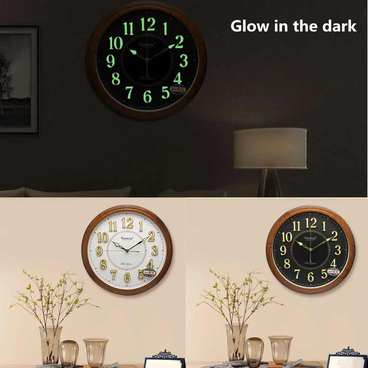 Europe Modern Style Wall Clocks Night Lights Glow Dark Hanging Clocks