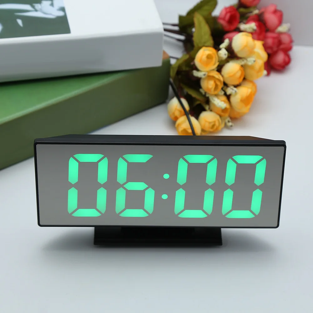 Светодиодные зеркальные Будильник USB перезаряжаемые 12 h/24 h время календари