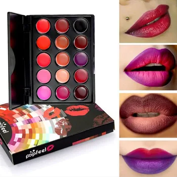 

Popfeel Beauty 15 Colors Matte Lip Gloss Lipstick Cosmetic Makeup Palette Set