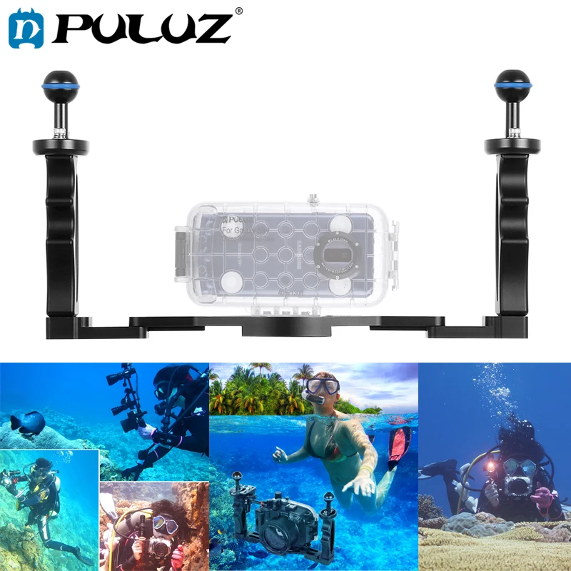 

PULUZ Dual Handles Aluminium Alloy Tray Stabilizer for Underwater Camera Housings
