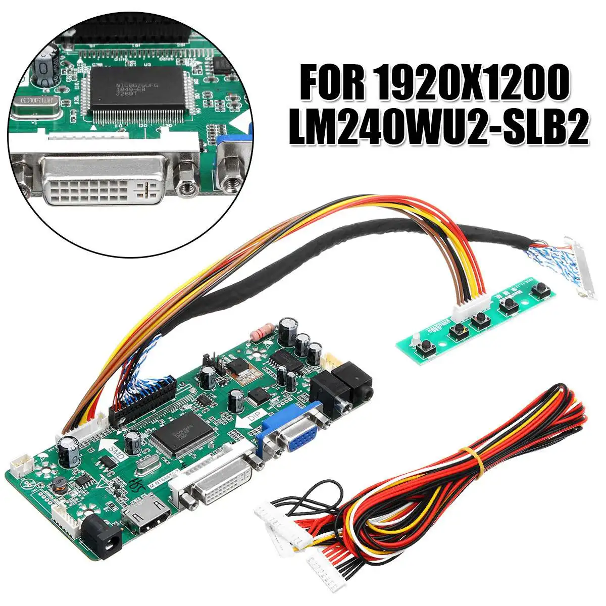 LEORY ЖК-дисплей плате контроллера VGA, HDMI, DVI аудио PC драйвер для самостоятельной сборки платы конвертер для 24 inch Дисплей 1920x1200 LM240WU2-SLB2