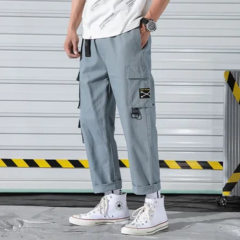 

Spring New Track Pants Men Fashion Solid Color Casual Tooling Wind Pants Man Streetwear Hip Hop Loose Joggers Sweatpants M-5XL
