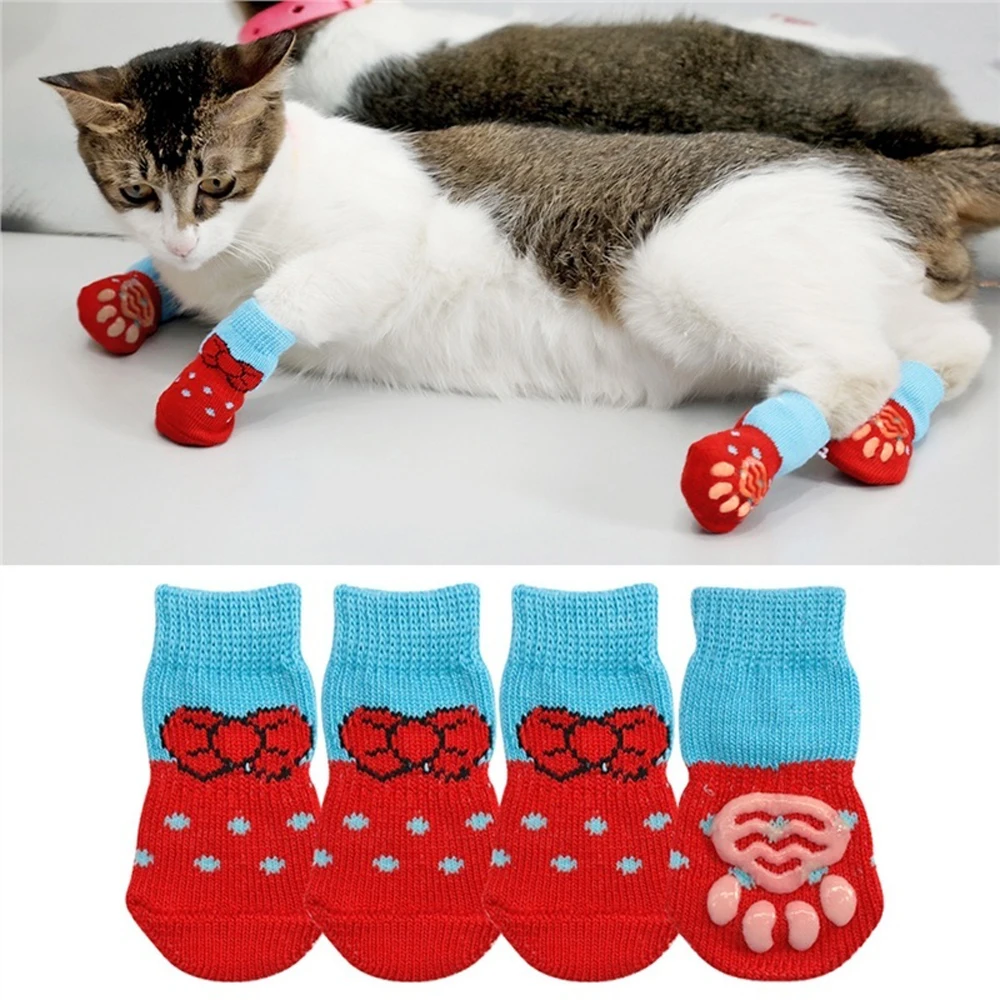 Buy 1 Pair Creative Cat Coats Pet Cat Socks Dog Socks Traction Control ...