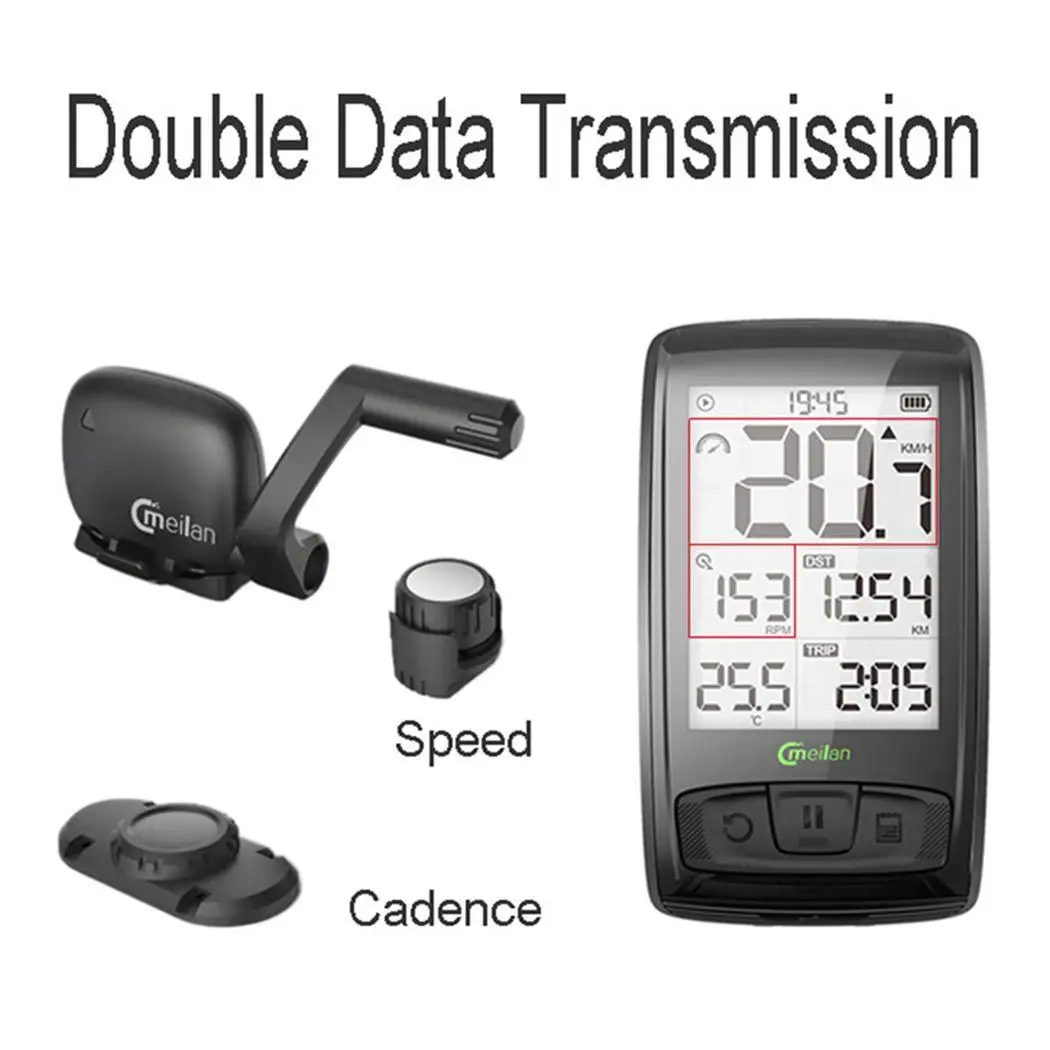 

Wireless Bike Speedometer Tachometer Bicycle Computer Handlebar, Stem 3 Modes for Day and Night 800mAh IPX5