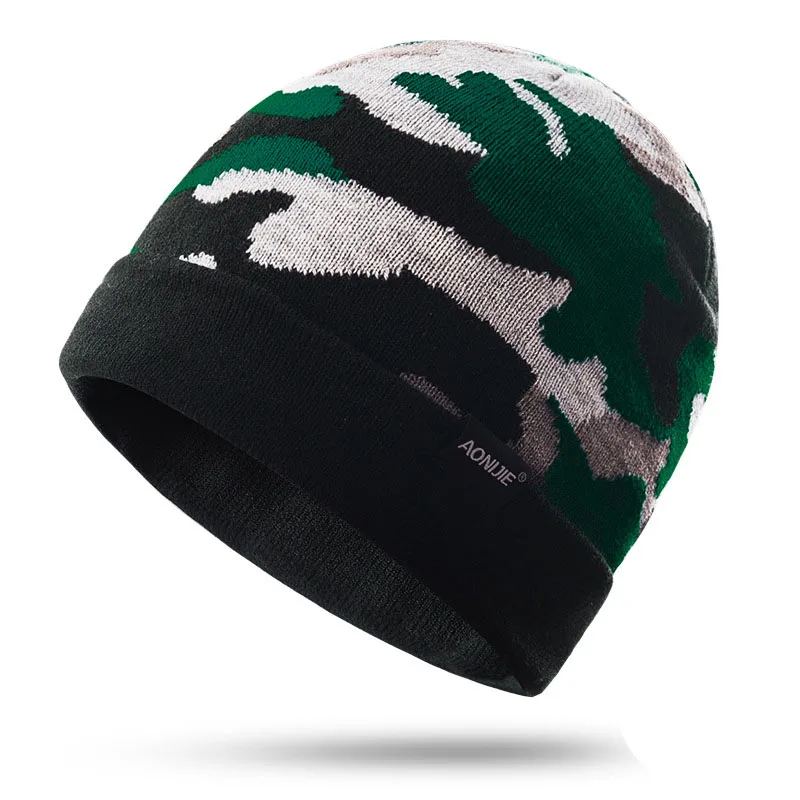 Мужские и женские Мягкие Шапки-унисекс на осень и зиму, модные вязаные камуфляжные шапки, толстые теплые шапки 5501