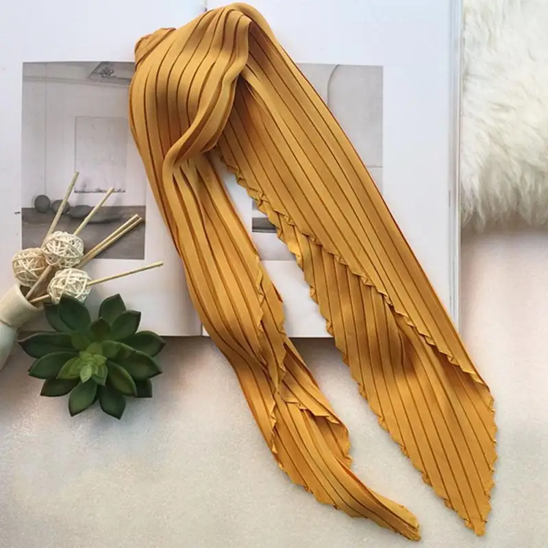 

2019 New Women Scarf Kerchief Ladies Girls Simple Solid Color Pleated Headscarf Square Scarves Wild Small Scarf &