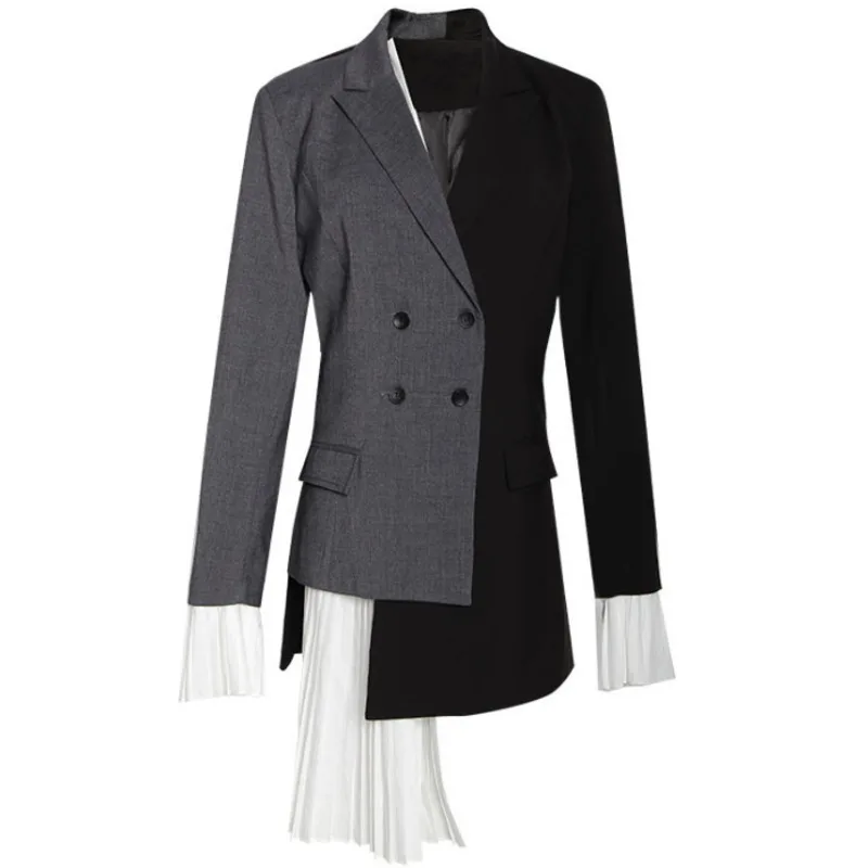 Neue Frauen Falten Split Grau Hit Jacke Flut L050 Black 2019 Großhandel Rxemzg Große Größe 43 Herbst Winter Über Das Knie
